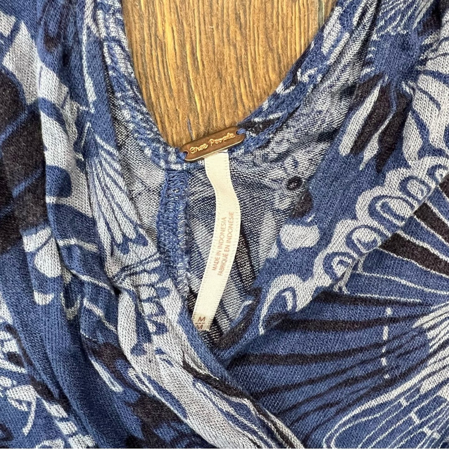 Free People Amour Cold Shoulder Printed Blouse SZ MED