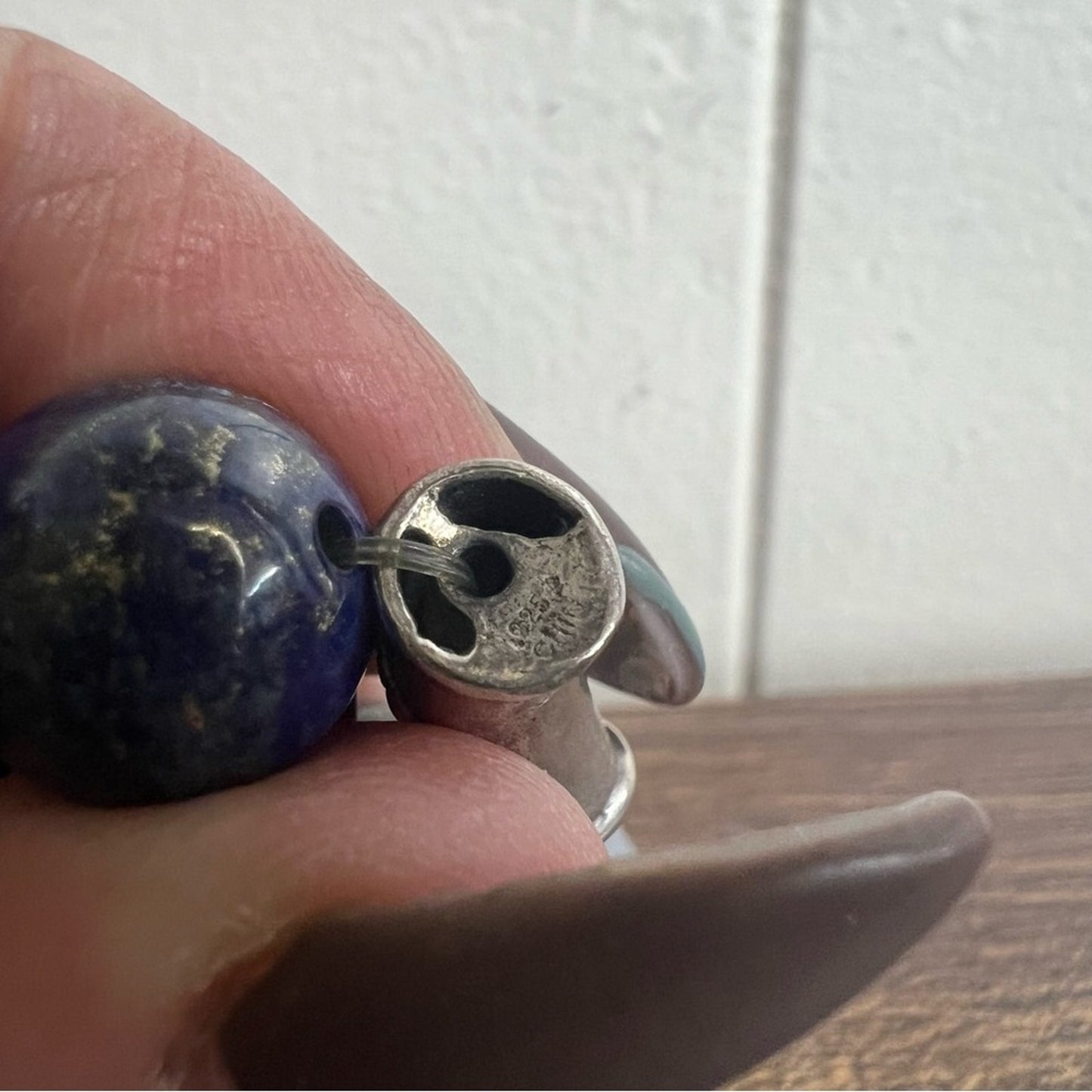 Silpada Lapis And Sterling Beaded Bracelet Blue w Gold Flecks