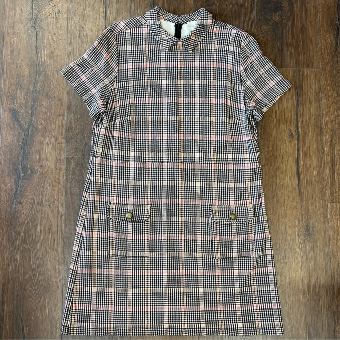 LOFT Plaid Ponte Button Pocket Dress SZ XL
