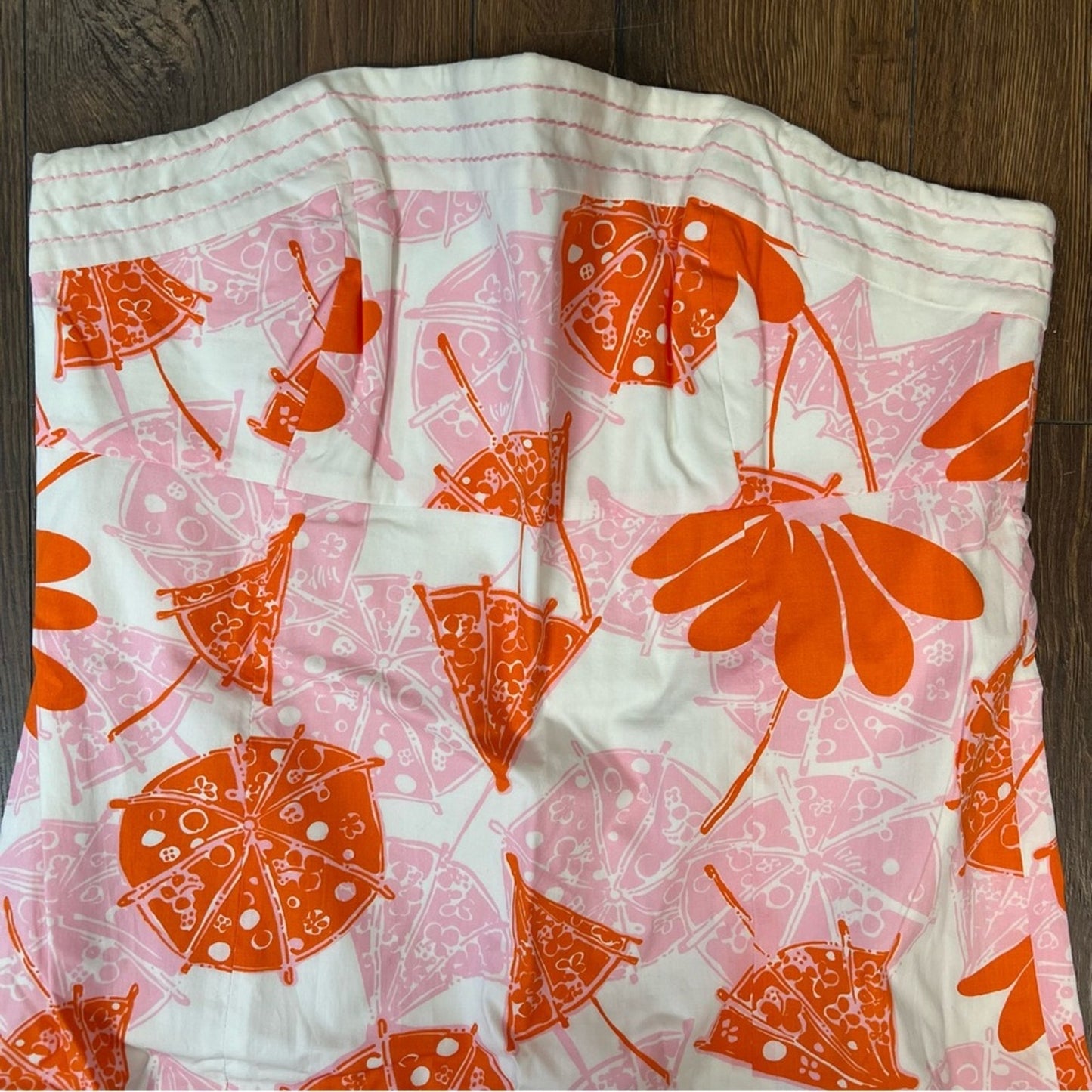 Lilly Pulitzer Seeing Double Umbrella Strapless Dress Beach Vacation SZ 14