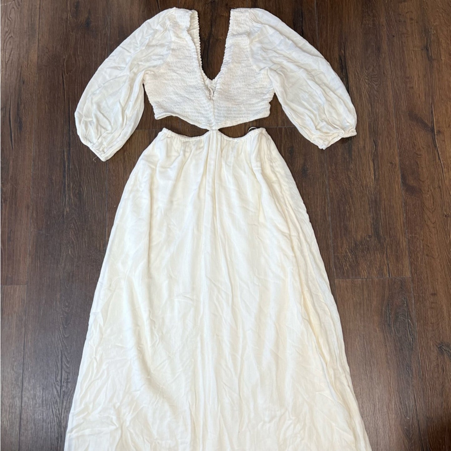LUSH side cut maxi dress in bone SZ MED