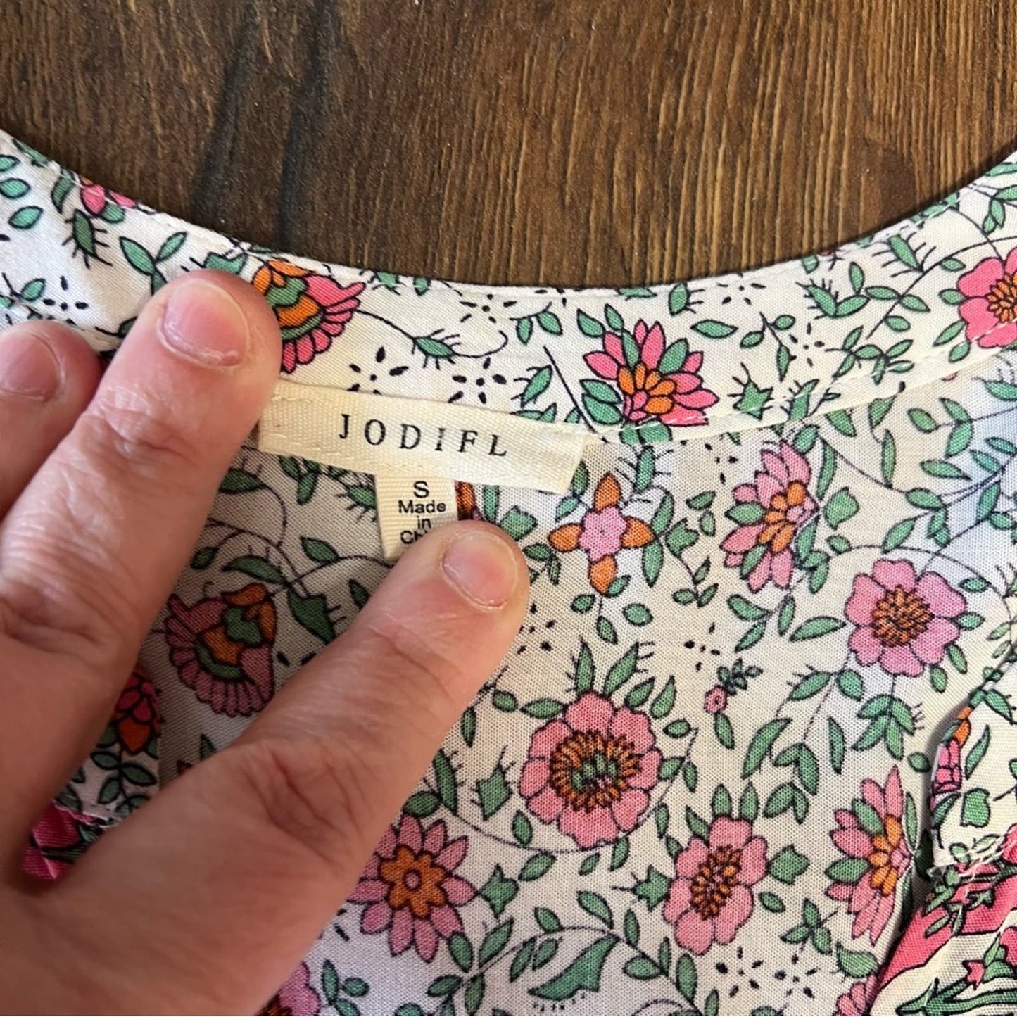 JODIFL green and pink floral midi dress SZ SM