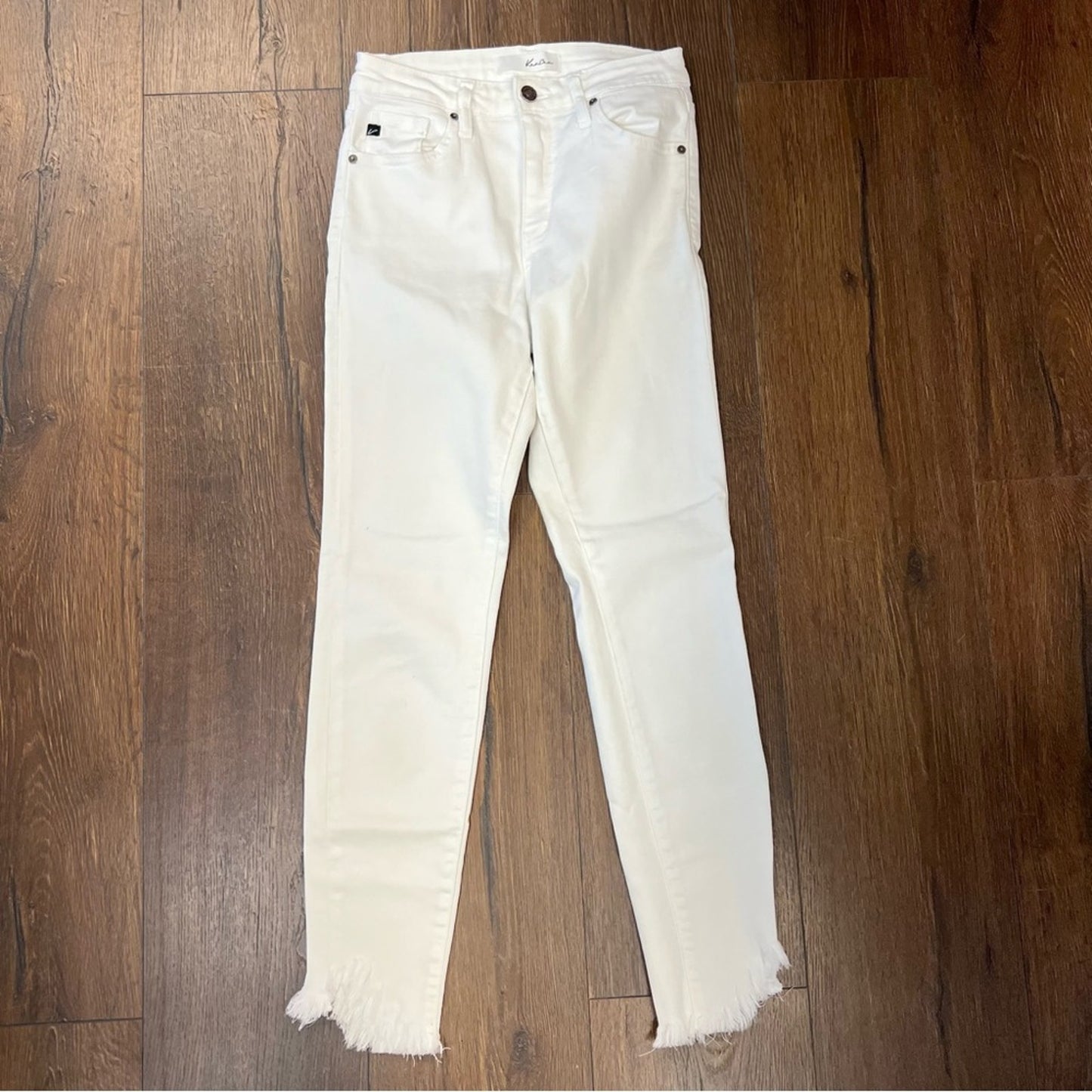 KanCan Mid Rise Hem Detail White Ankle Skinny Jeans SZ 5/26