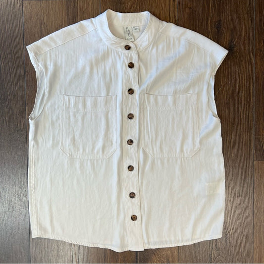 Joie ivory button up blouse SZ XS