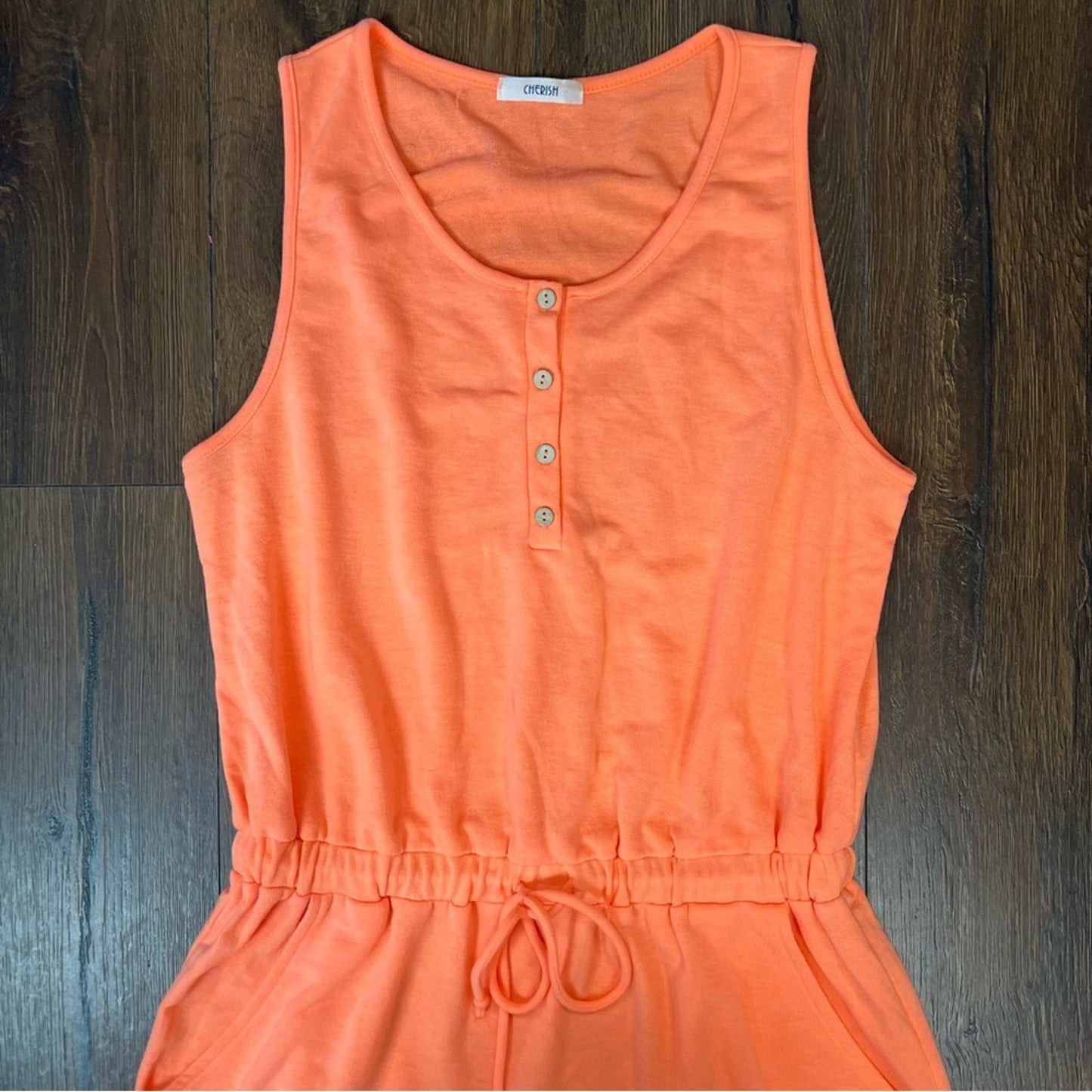 CHERISH Sleeveless Henley Style French Terry Dress SZ LG
