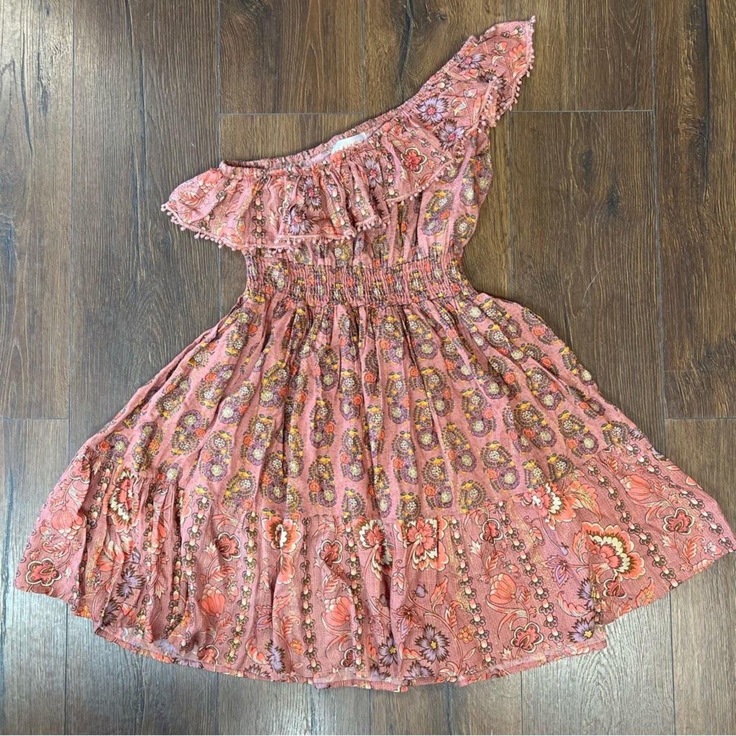 Gypsy Queen Paisley One Shoulder Mini Dress SZ M/L