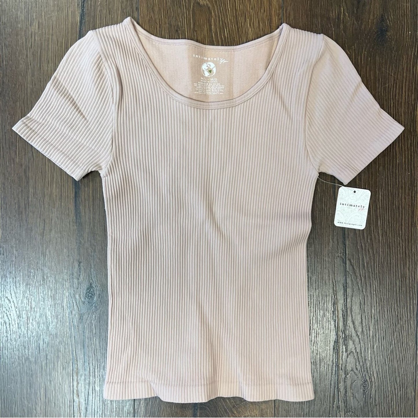 🆕 INTIMATELY FREE PEOPLE Ribbed Tee Pullover Top in ballet SZ M/L