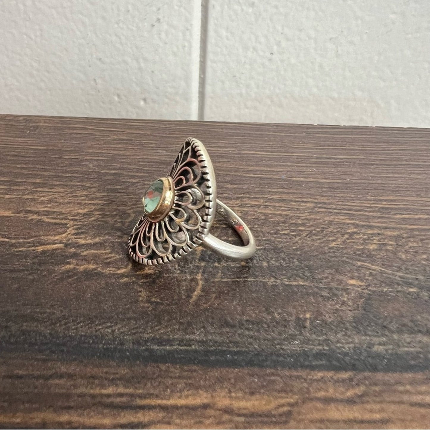 Pandora Vintage Allure 14K Gold & Green Spinel Ring SZ 5.25