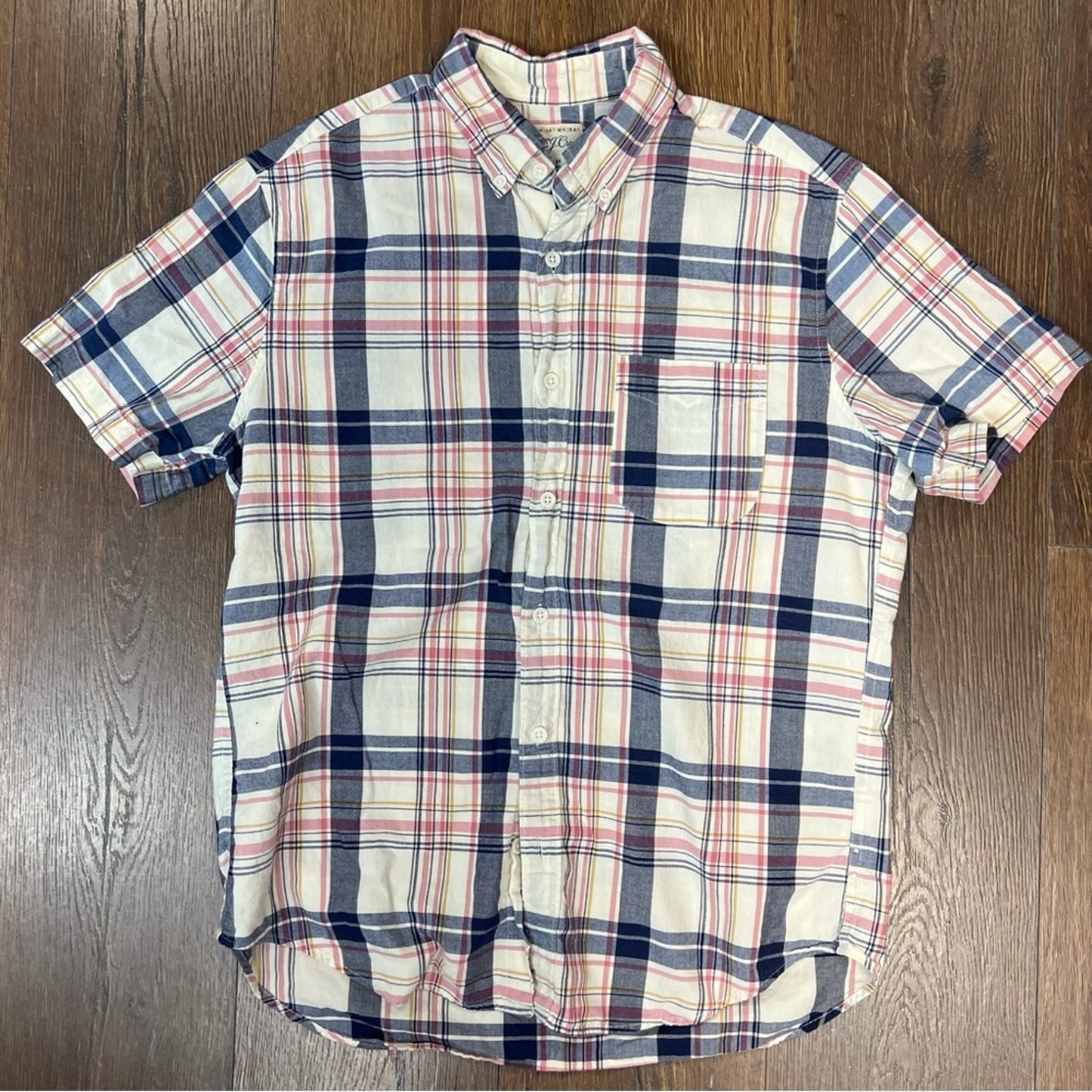 Men’s J.Crew plaid short sleeve button-down SZ MED