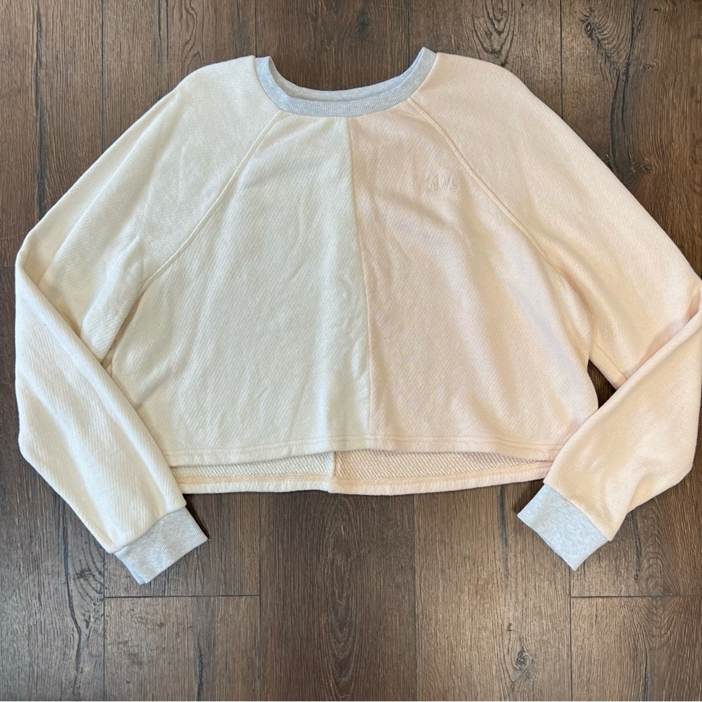 MWL Airyterry Colorblock Crop Sweatshirt SZ XL