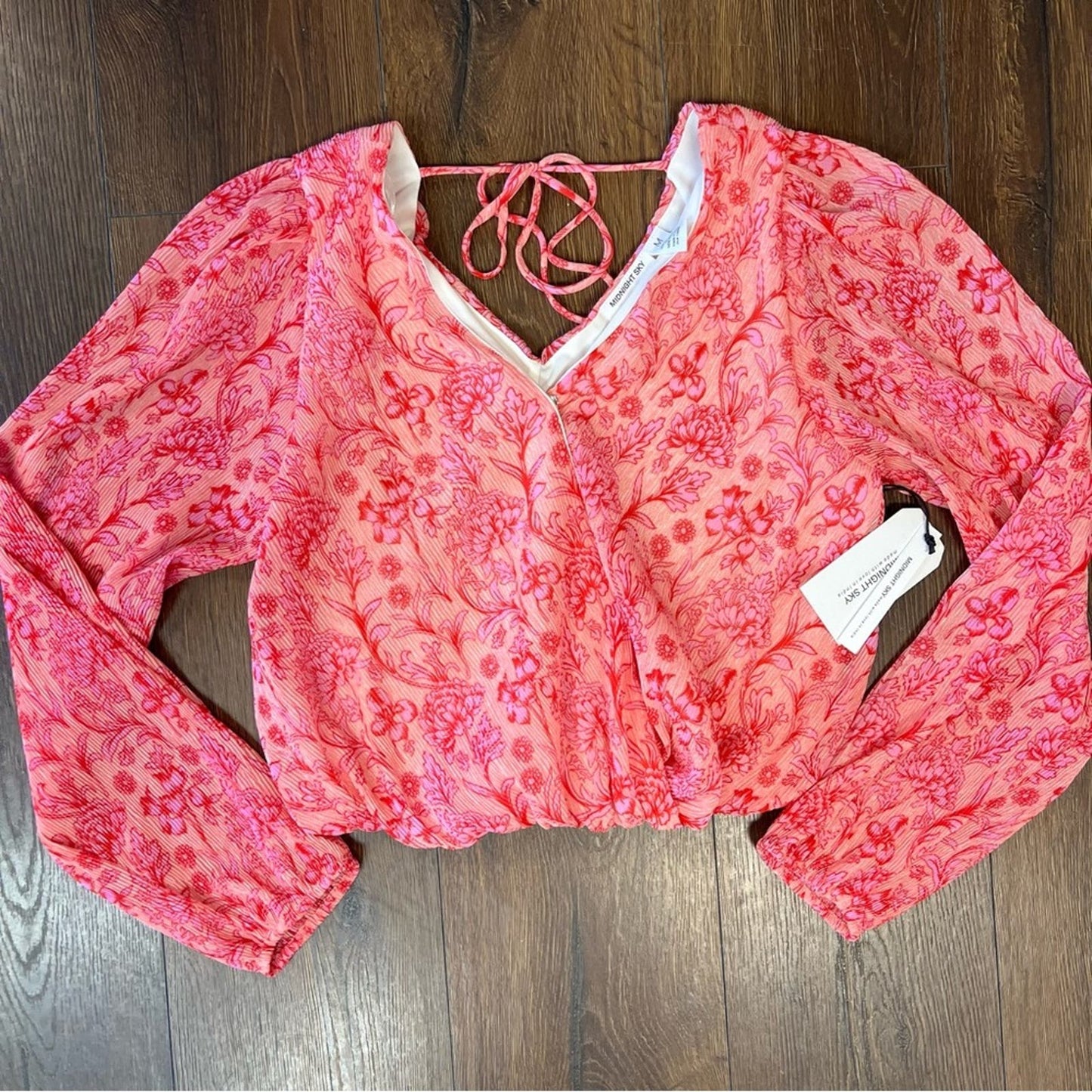 🆕 Midnight Sky Pink Long Sleeve Blouse SZ MED