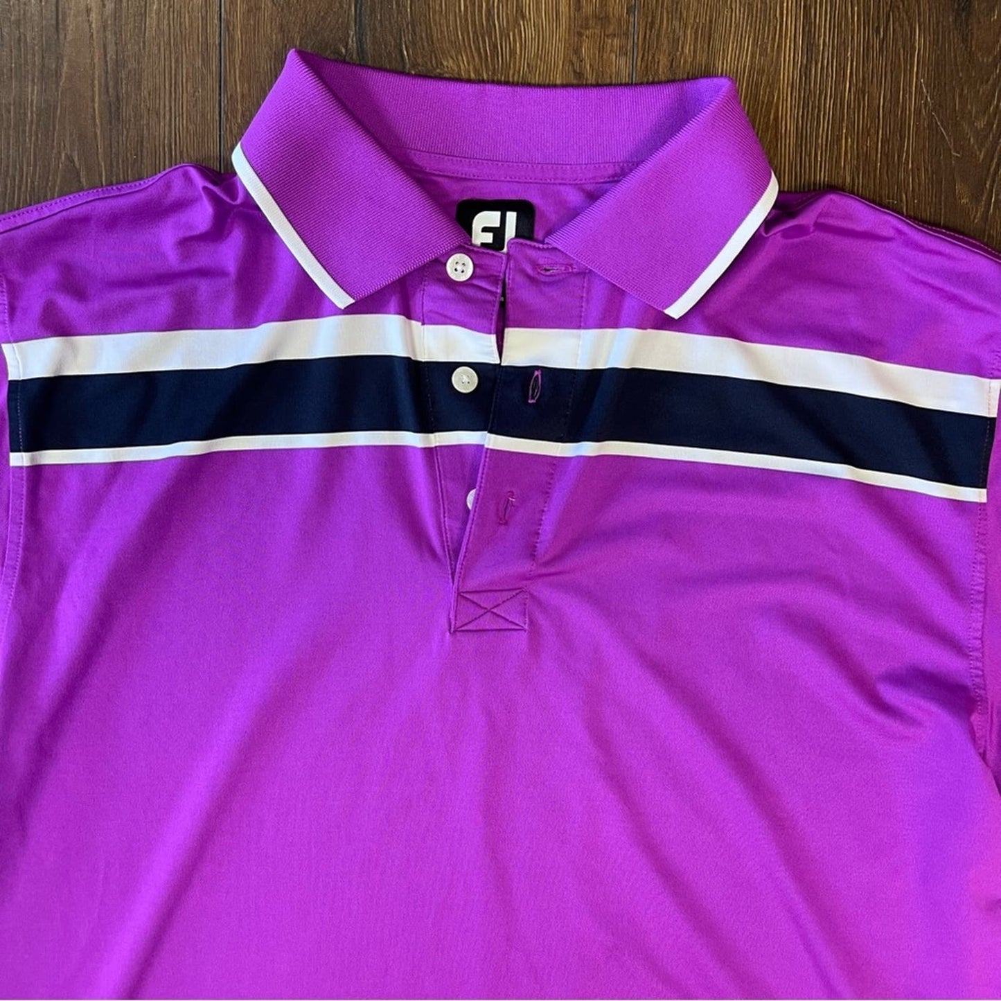 Men’s Footjoy purple gold polo SZ LG