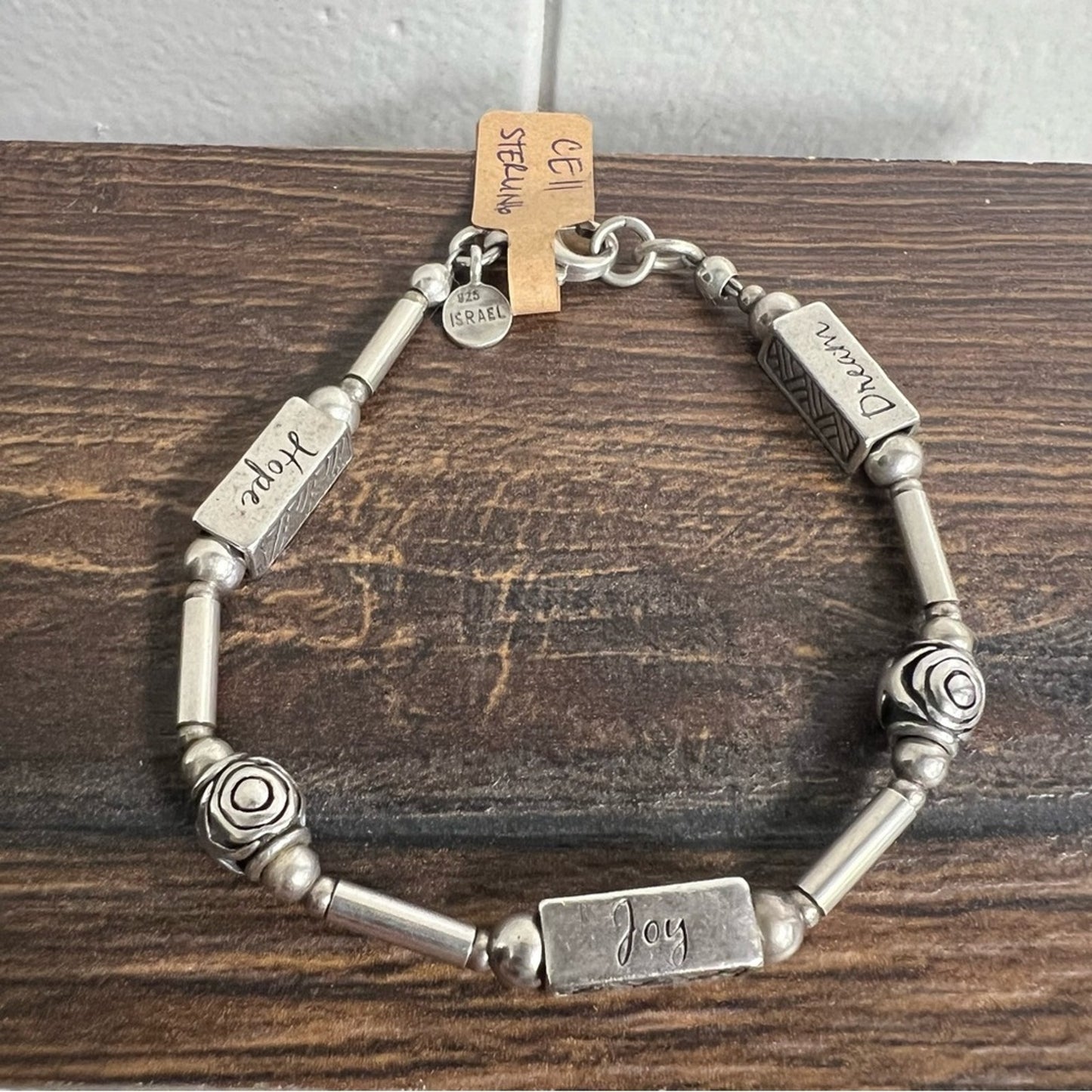 Silpada Sterling Silver .925 Israel Dream Hope Joy Bead Link Bracelet