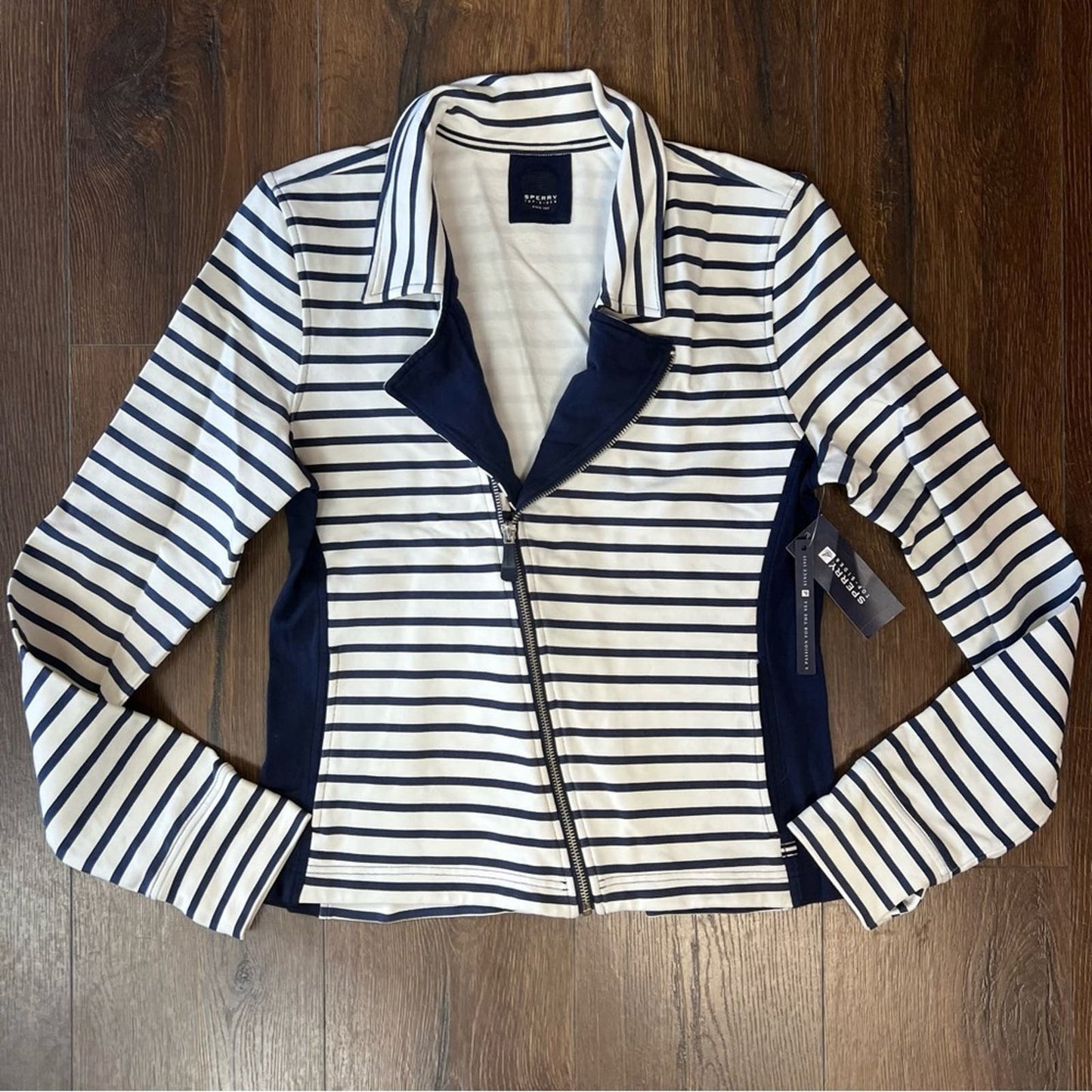 Sperry Top Sider Zip Up Striped Jacket SZ LG