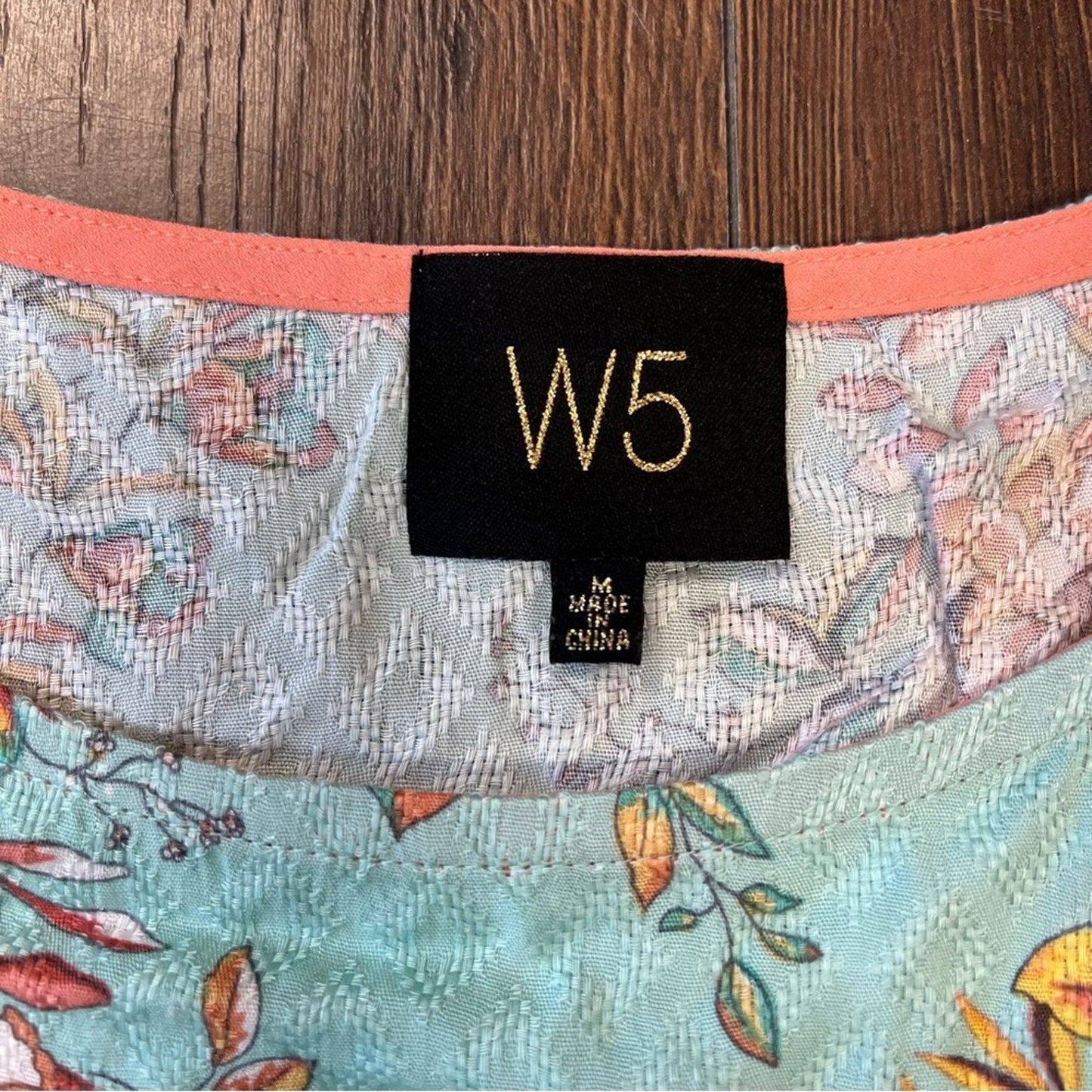 W5 teal floral flutter sleeve blouse SZ MED