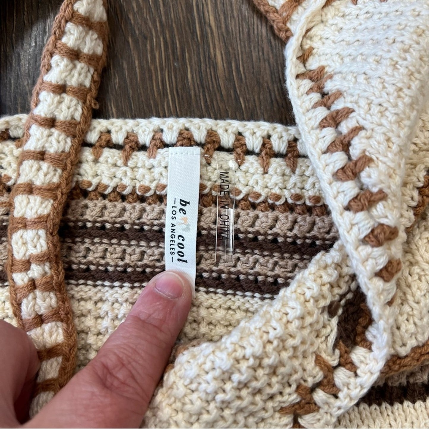 Be Cool Los Angeles brown striped croquet sweater tank SZ M/L