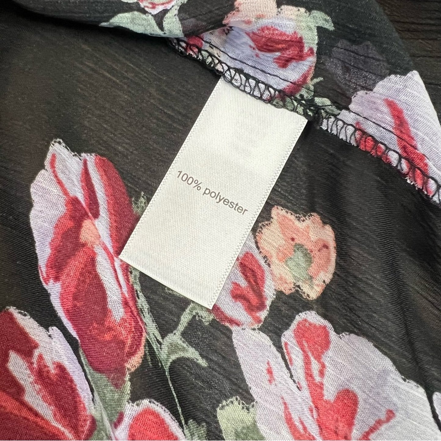 Maurices black floral crochet trim kimono SZ MED