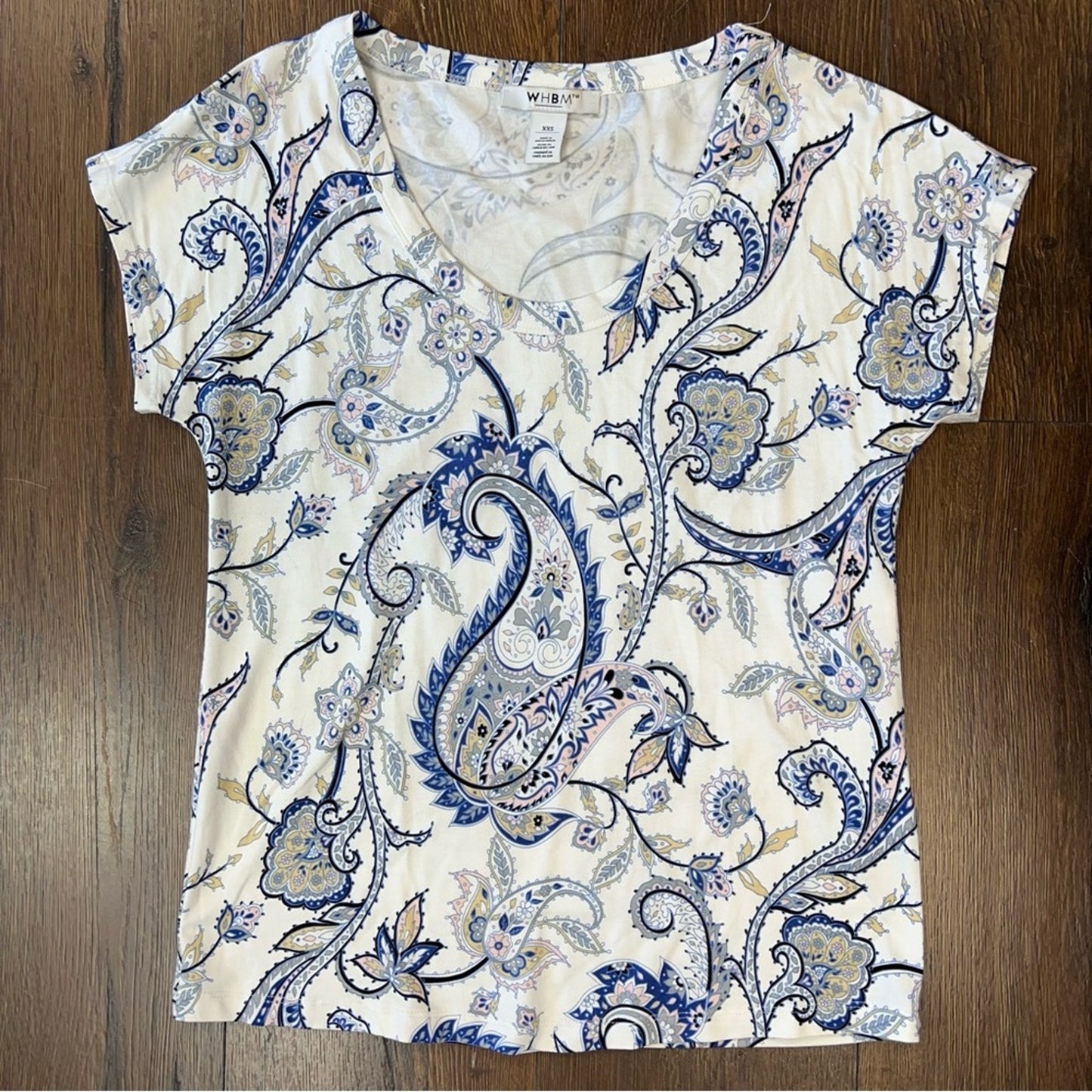 White House black market blue paisley tee SZ XXS