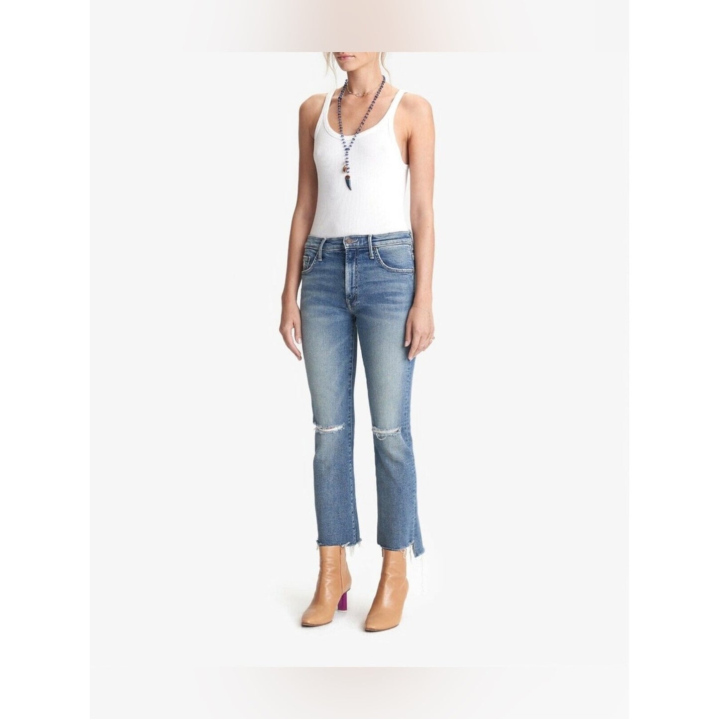 🆕 Mother Denim “The Insider Crop Step Fray Jeans” NWT SZ 31