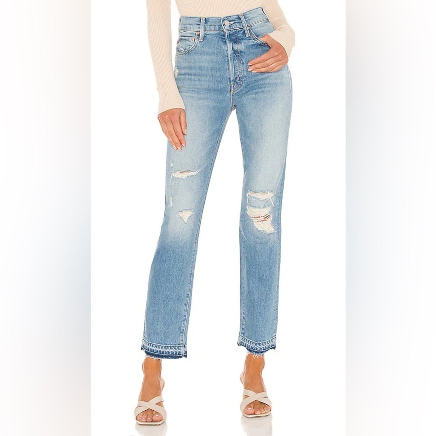 MOTHER Denim High Waisted Hiker Hover Undone Hem SZ 25/0