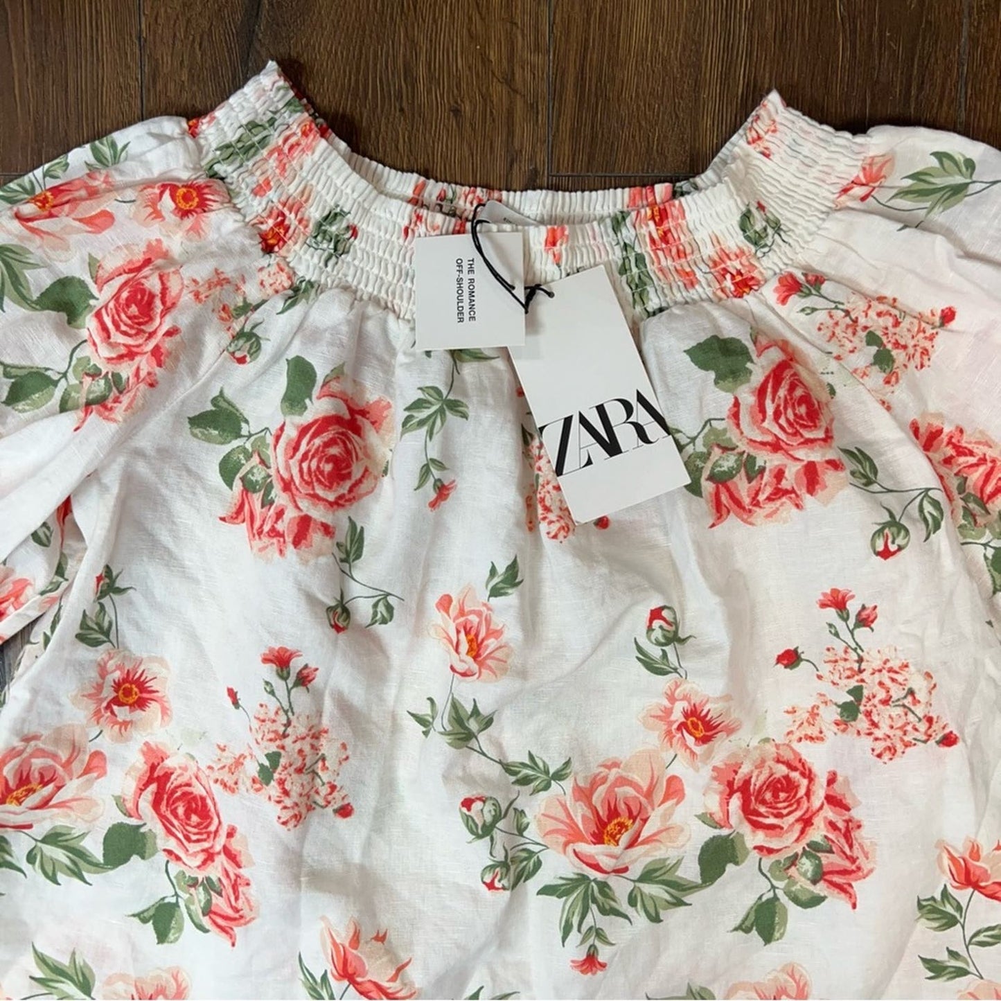 🆕 ZARA linen blend floral blouse SZ MED