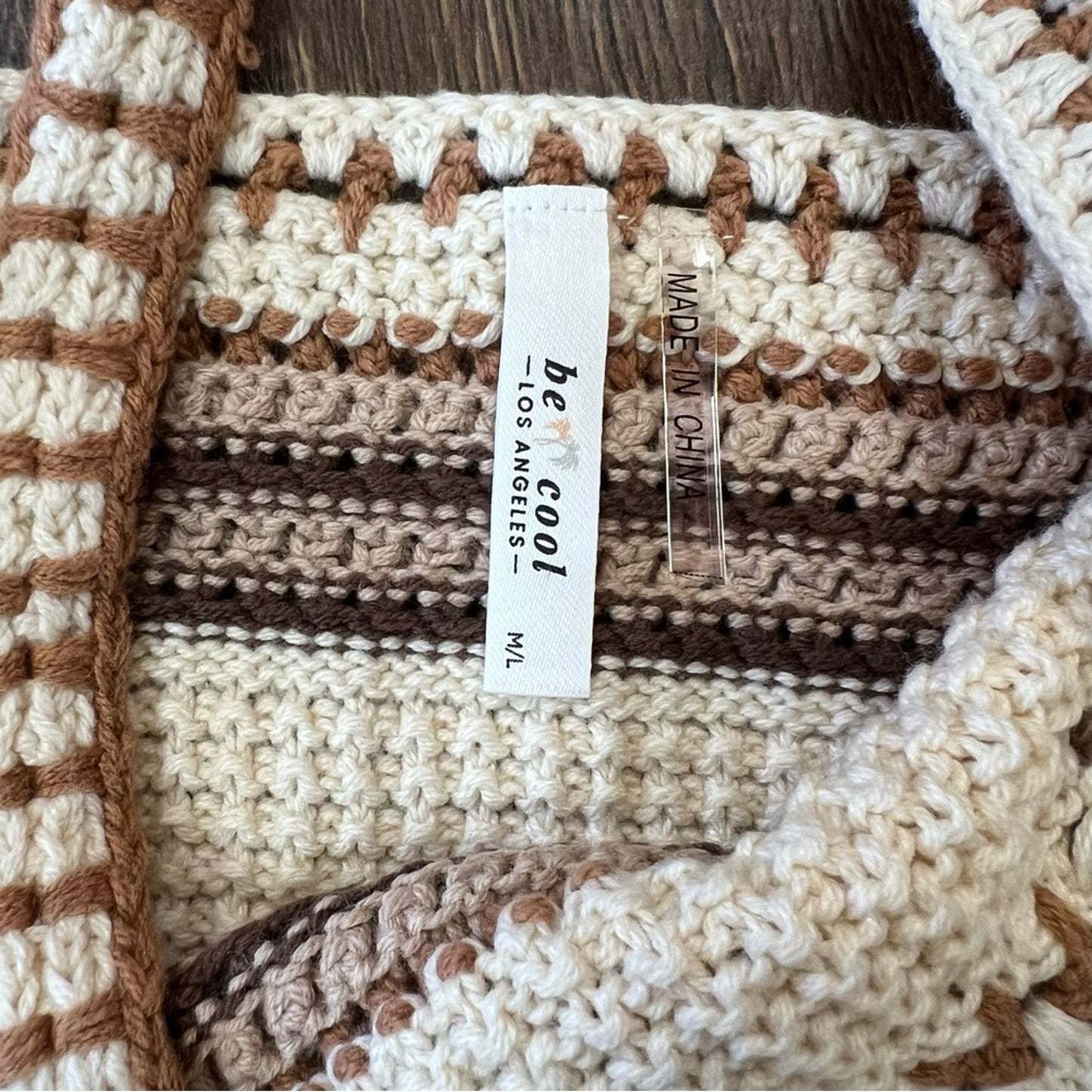 Be Cool Los Angeles brown striped croquet sweater tank SZ M/L