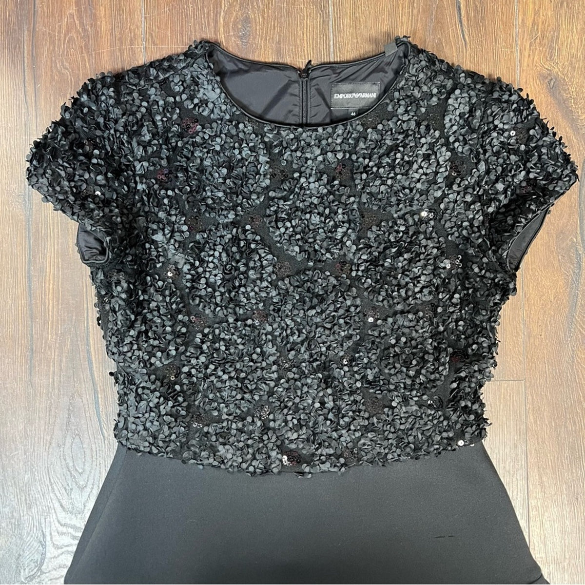 EMPORIO ARMANI Embellished bodice cocktail midi dress SZ 46‎
