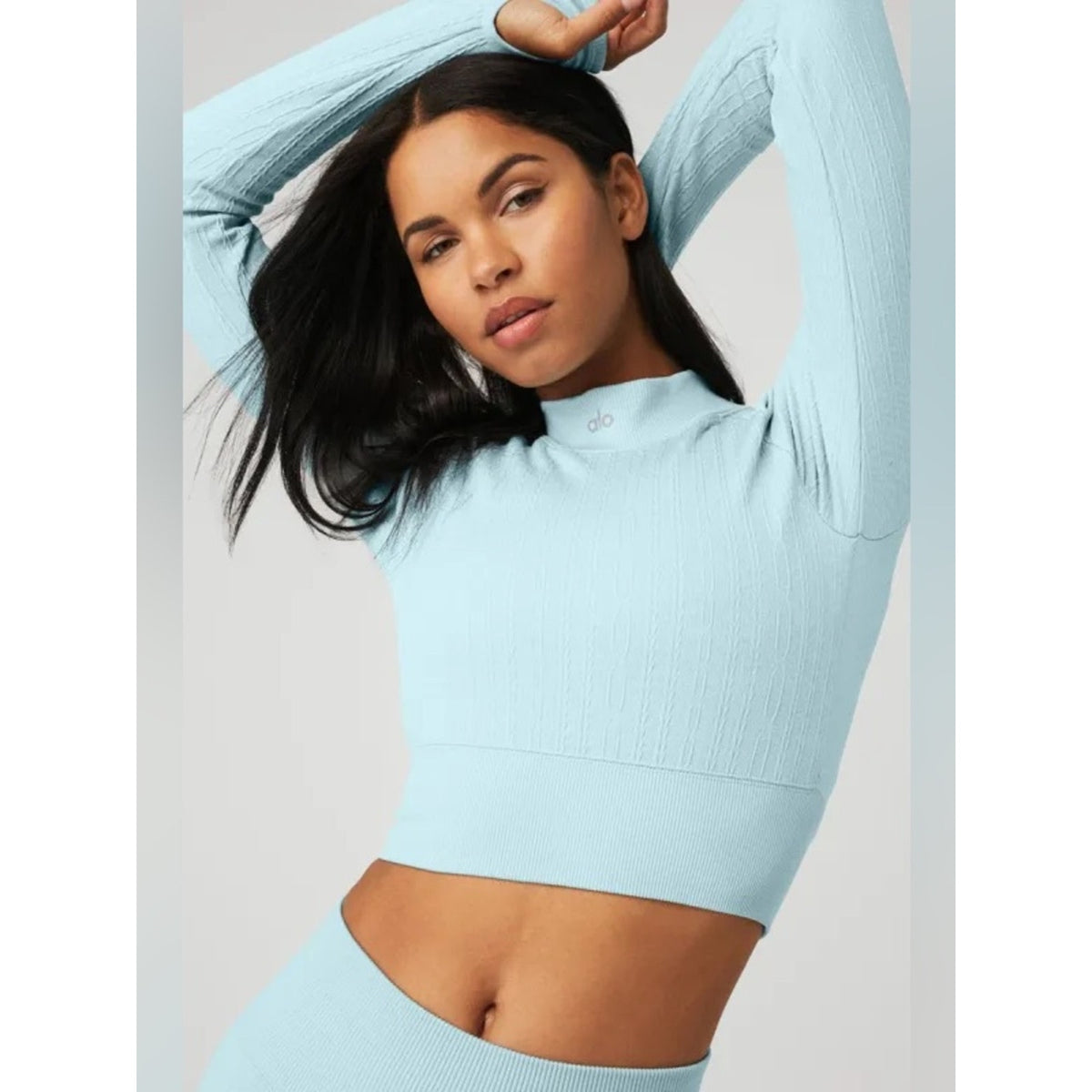 🆕 ALO Yoga Seamless Cable Knit Long Sleeve Top SZ MED