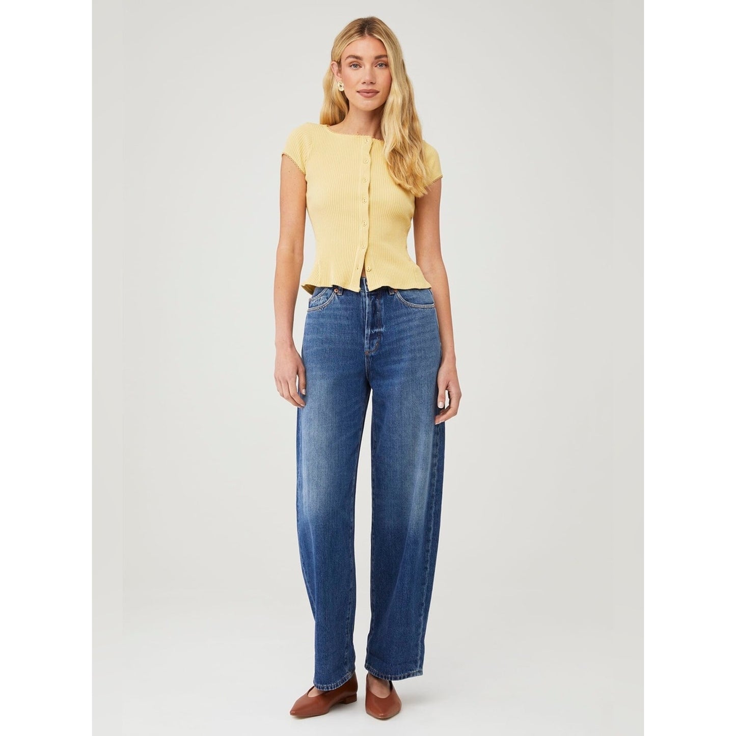 🆕 Free People Most Wanted Yellow Ribbed Cardigan NWT SZ LG