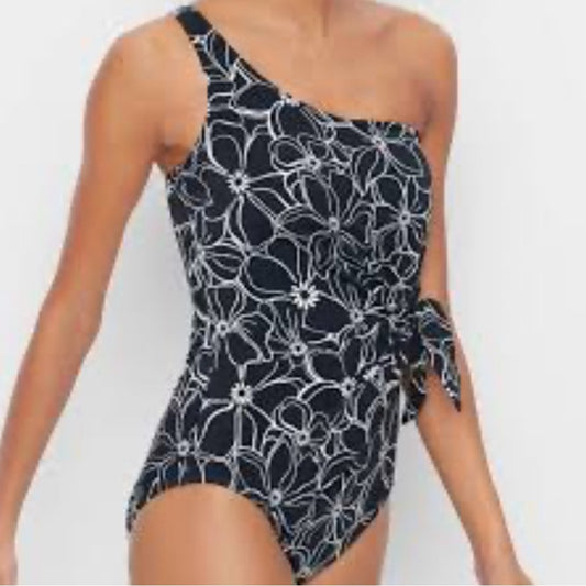 TALBOTS MIRACLESUIT ONE SHOULDER ONE PIECE SZ 8