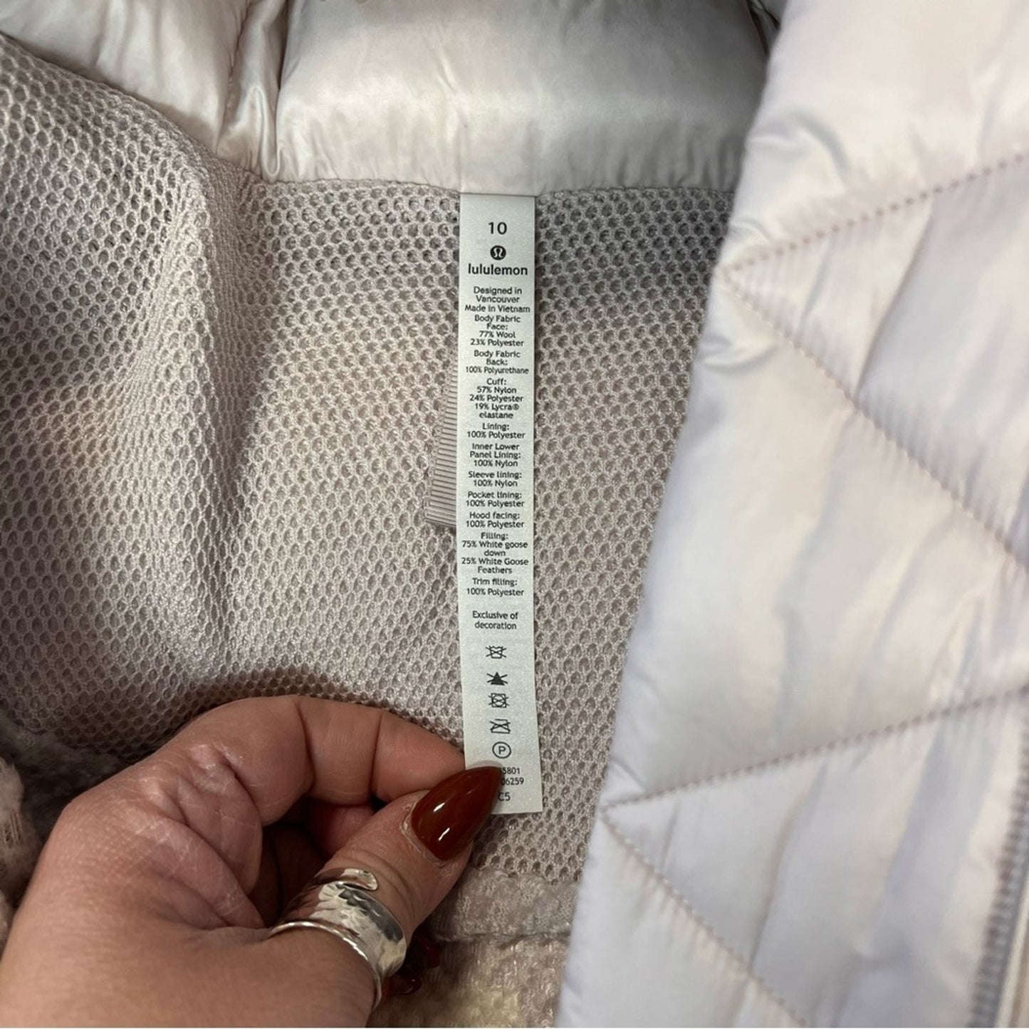NEW Lululemon Wunder Puff Jacket *Wool Heathered Light Chrome SZ‎ 10