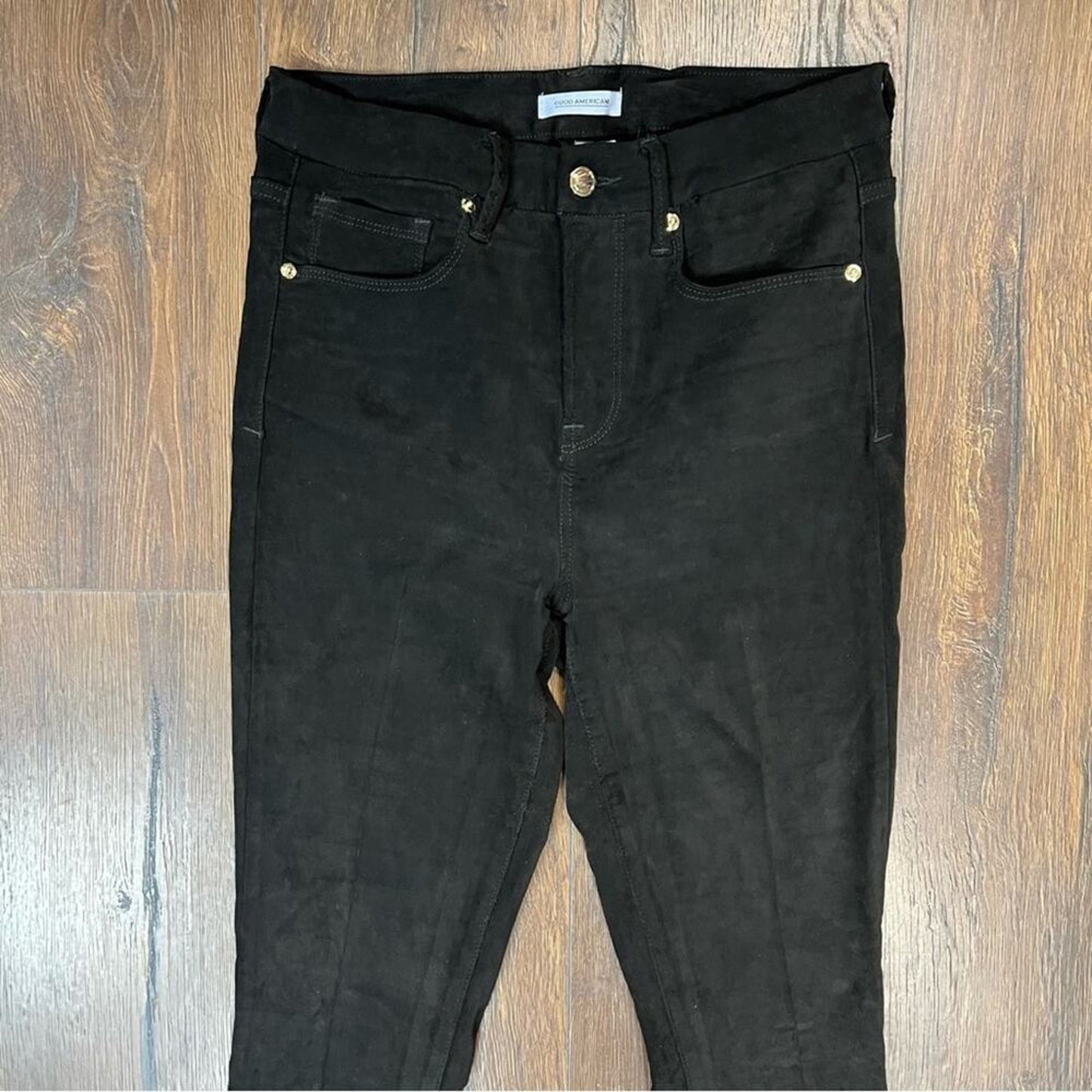 Good American Good Legs Faux Suede Pants Black SZ 8/29