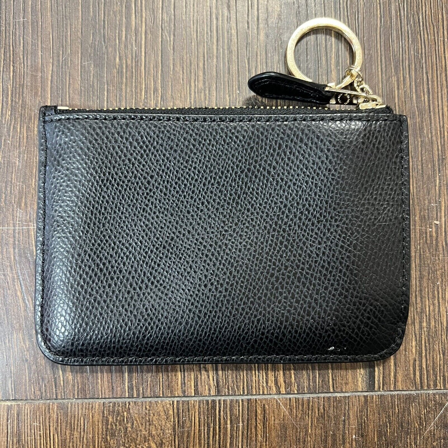 Coach F64064 Crossgrain Leather Keychain Pouch w/ Gusset Black