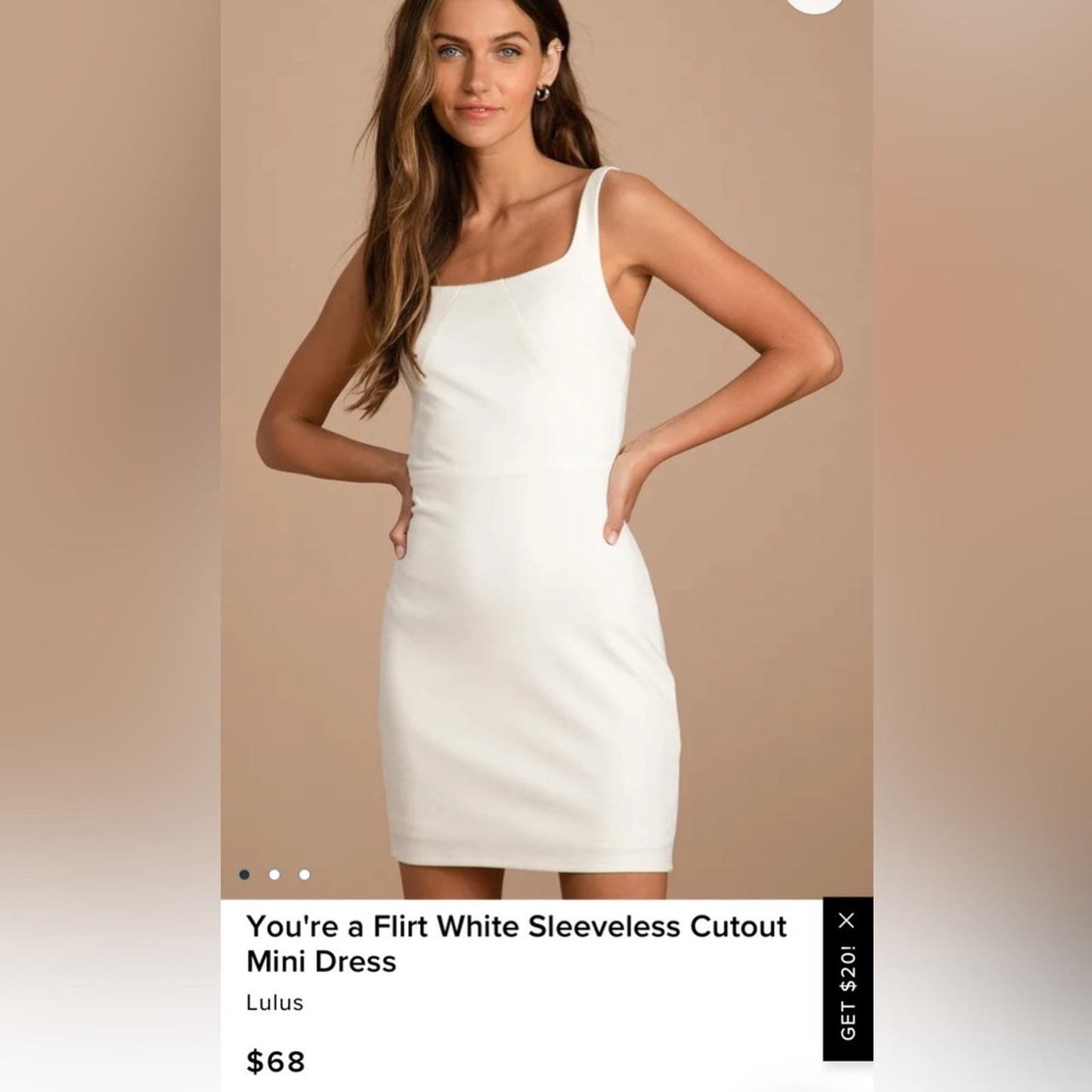 🆕 Lulu’s You're a Flirt White Sleeveless Cutout Mini Dress SZ XL