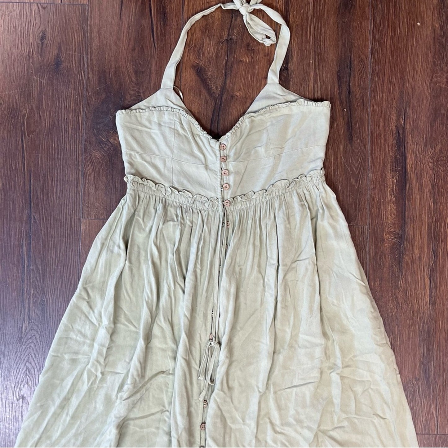 HEYSON button front halter dress with pockets SZ LG