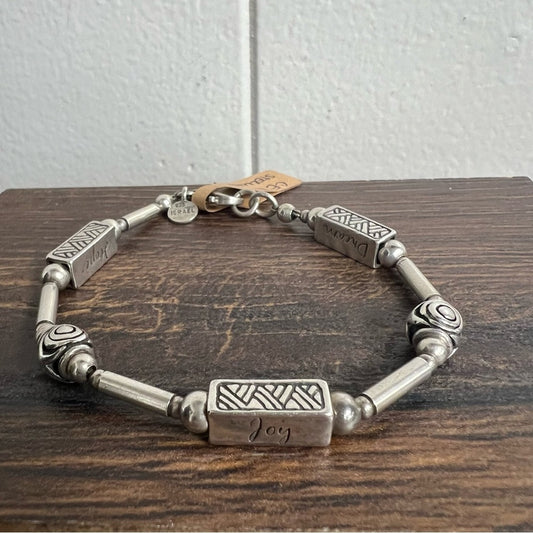 Silpada Sterling Silver .925 Israel Dream Hope Joy Bead Link Bracelet