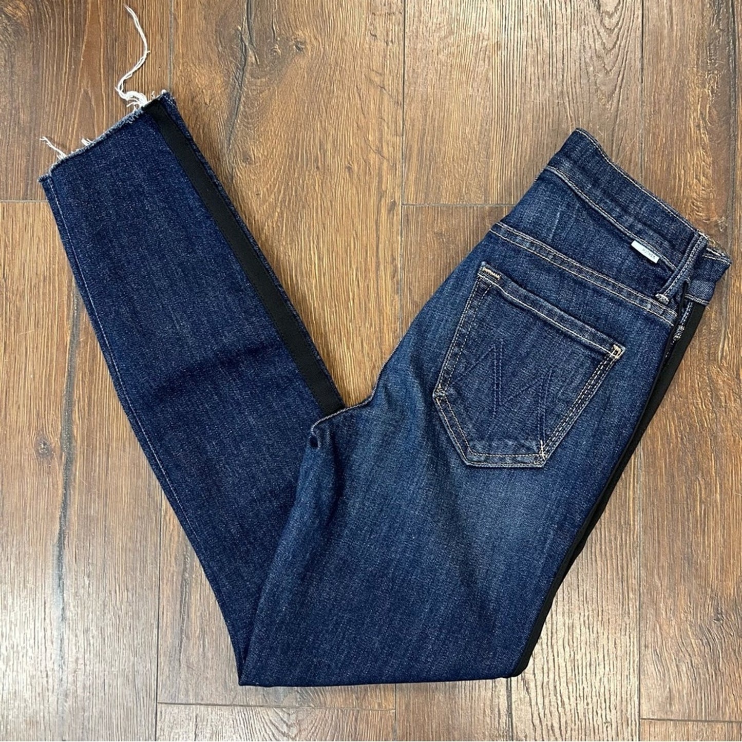 Mother Denim Stunner Zip Ankle Step Fray Sweeping Racer SZ 25/0