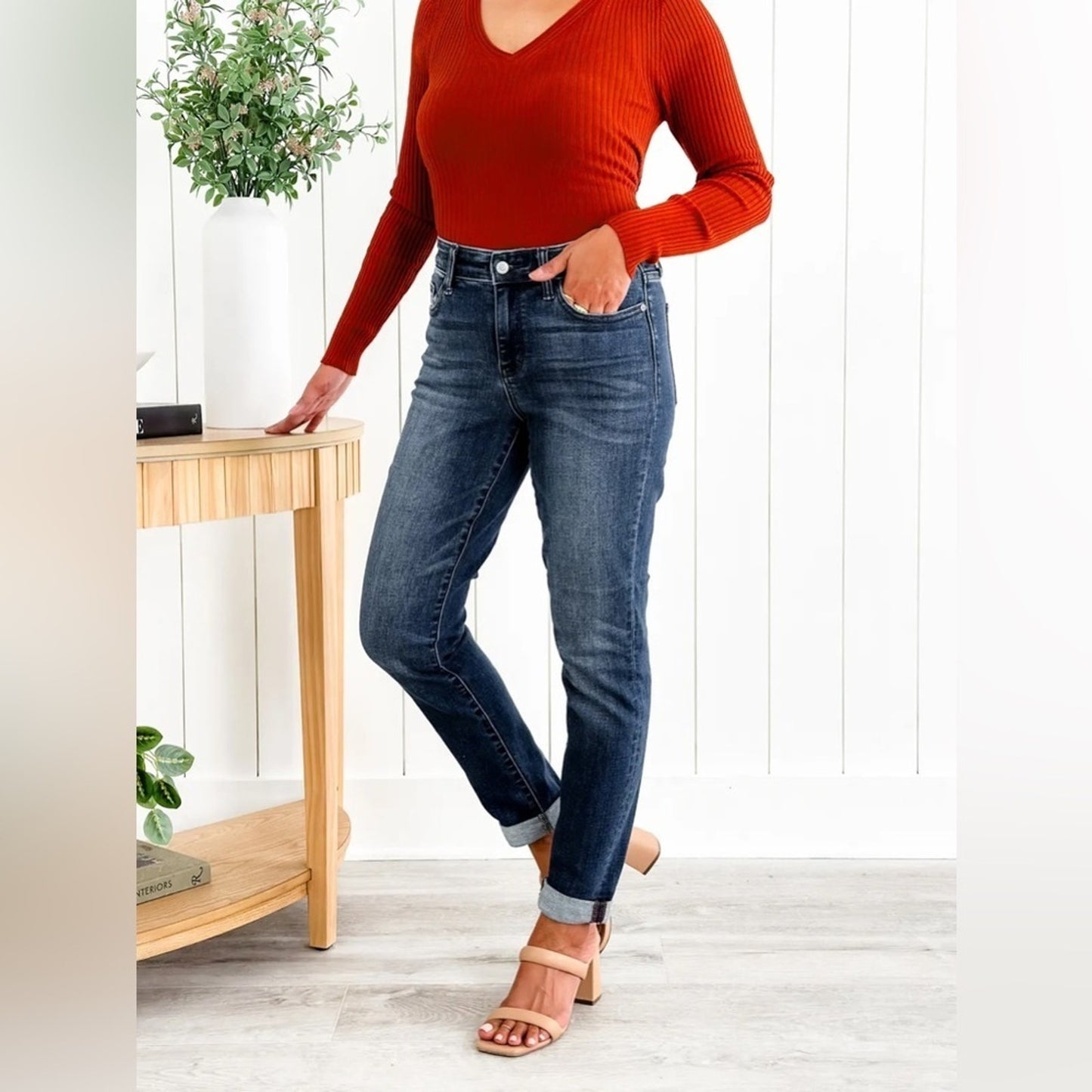 Judy Blue Love Story Dark Wash Cuffed Slim Fit SZ 1/25