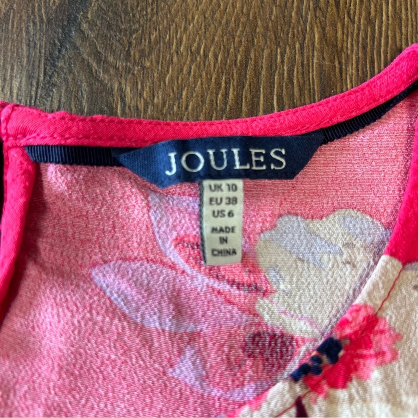 Joules odelle Raspberry Bircham Bloom tunic top SZ 6