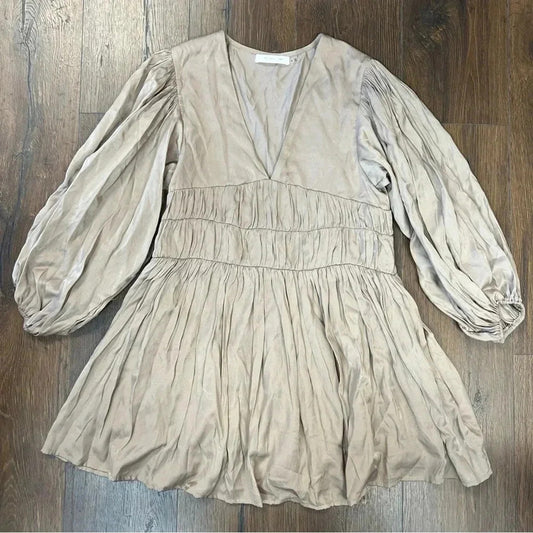 Mustard Seed Champagne deep V dress SZ SM