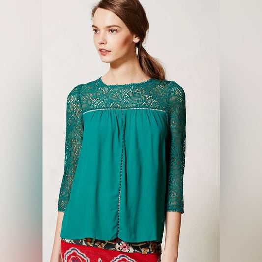 Anthropologie Lace Cloaked Blouse by Moulinette Soeurs SZ 12