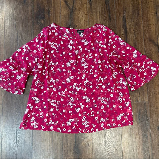 Lane Bryant pink floral blouse SZ 18