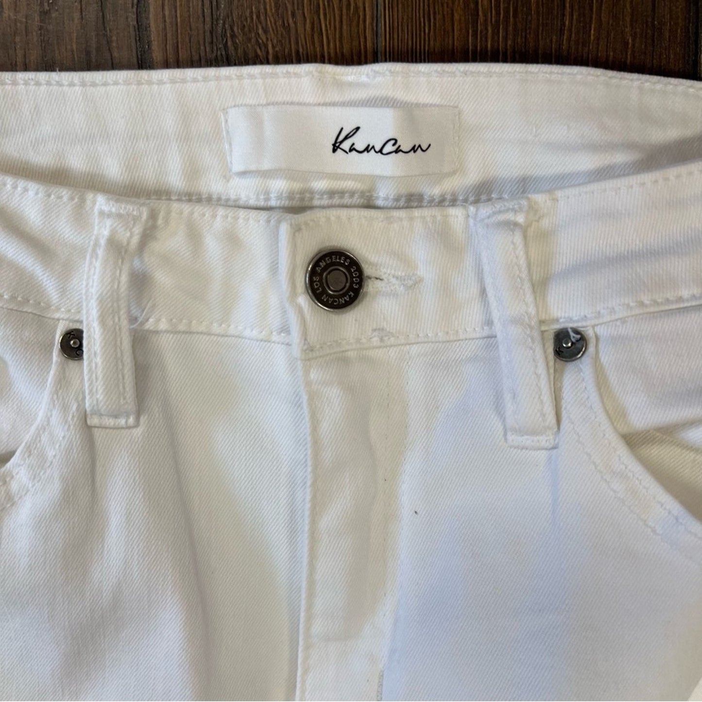 KanCan Mid Rise Hem Detail White Ankle Skinny Jeans SZ 5/26