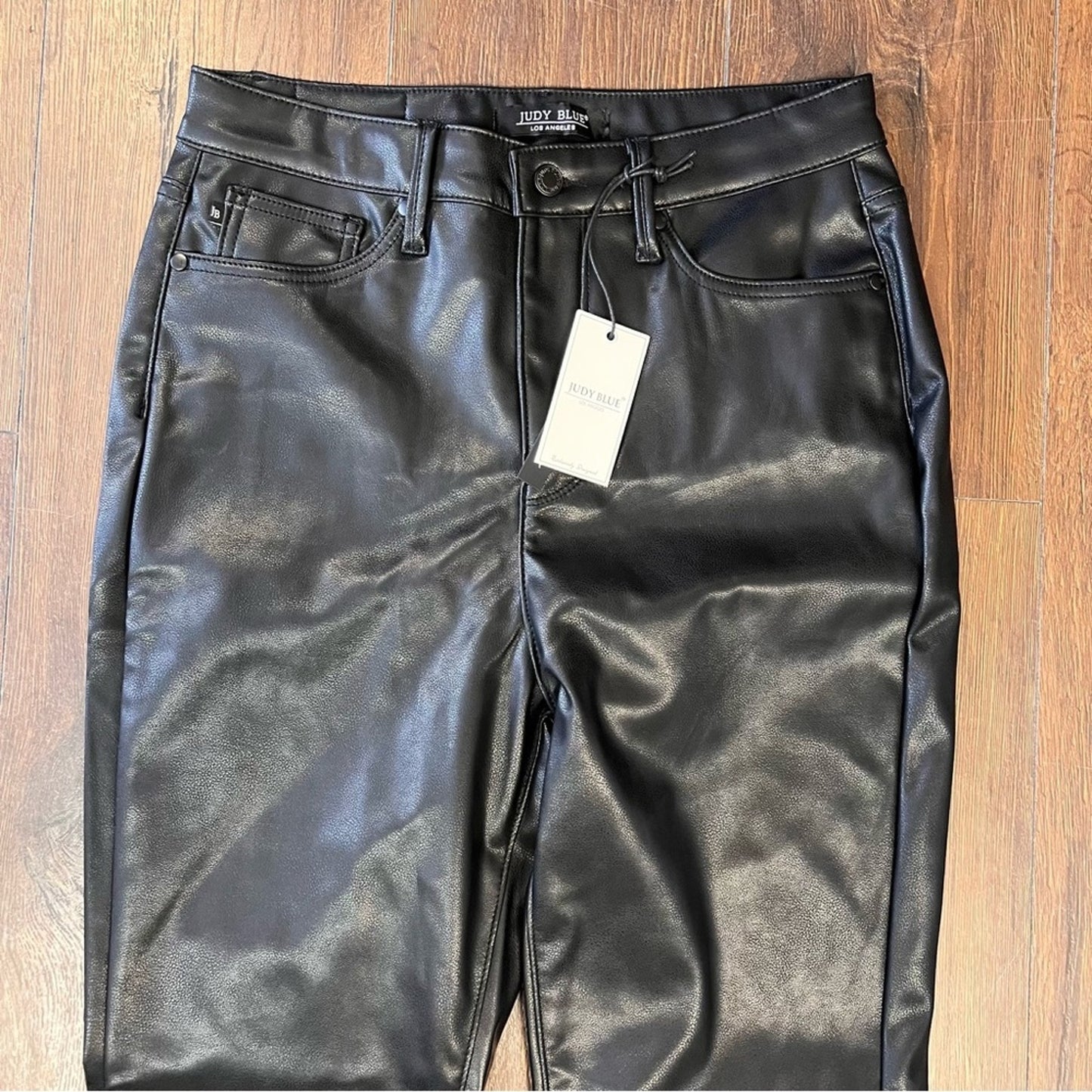 NEW Judy Blue Tummy Control Faux Leather Bootcut Pants SZ 7/28