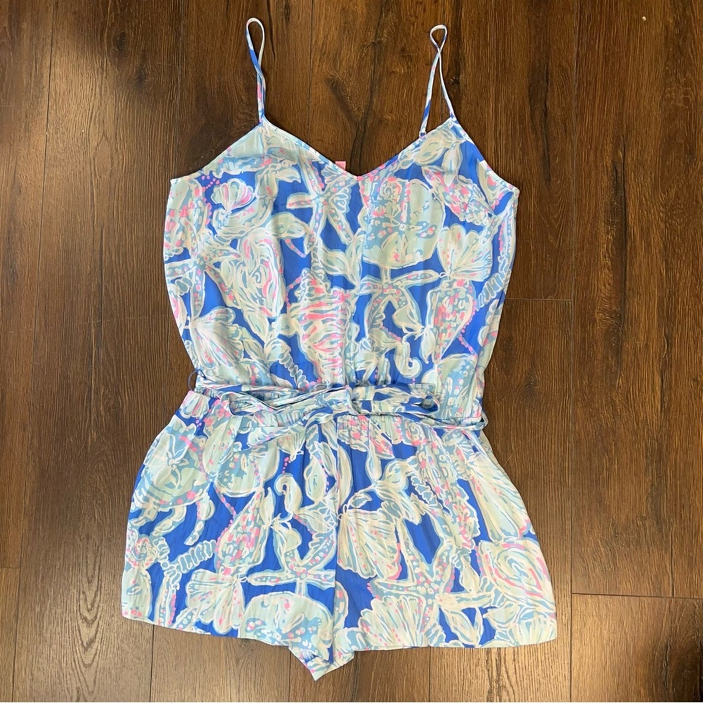 Lilly Pulitzer Deanna Romper in bay blue Into the deep SZ XL