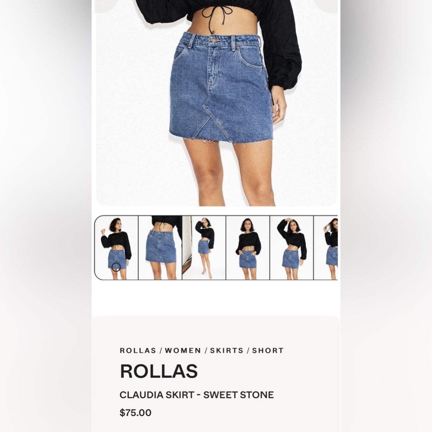 Rolla’s Claudia denim skirt in sweet stone SZ 28/6