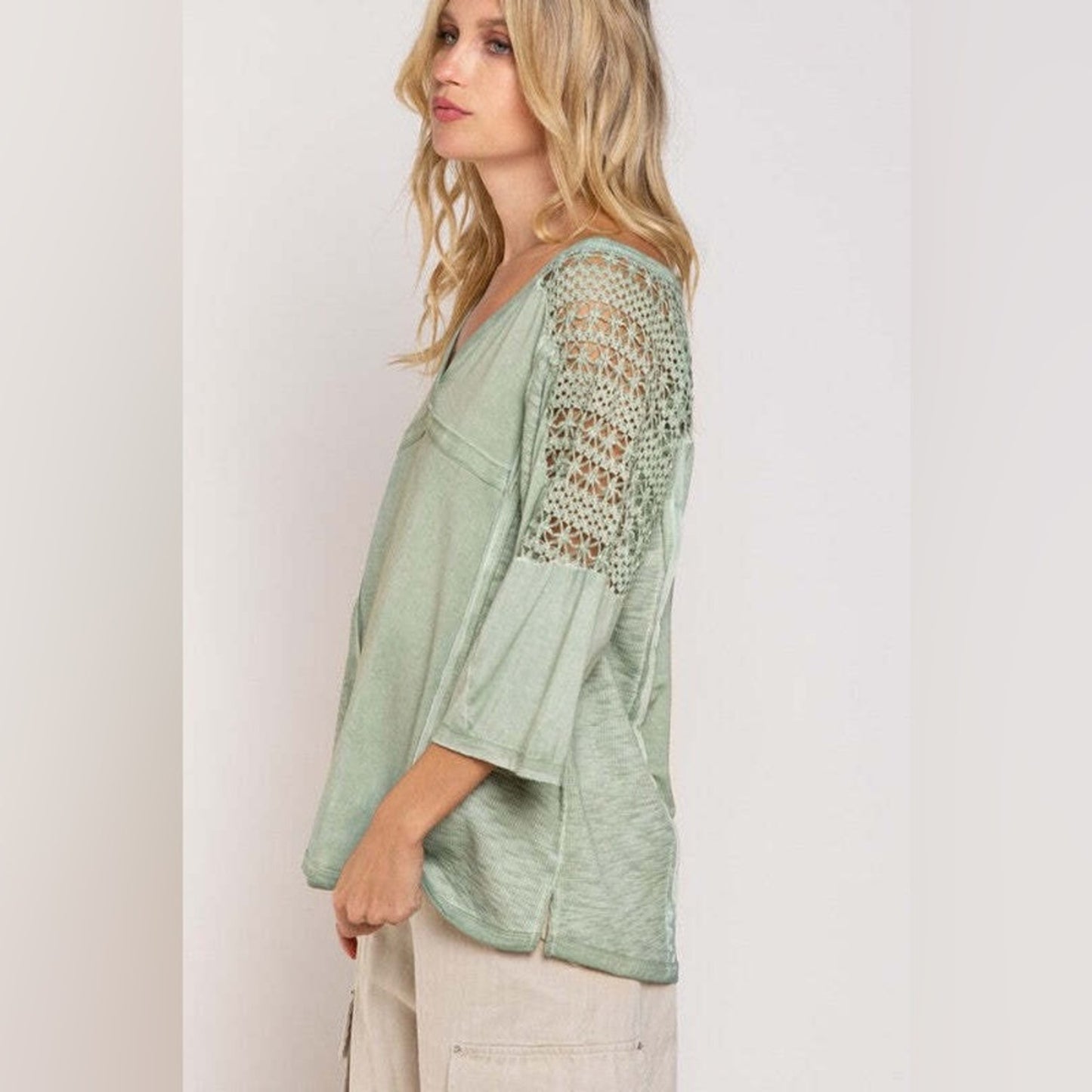 POL Boho crochet sleeve top SZ MED