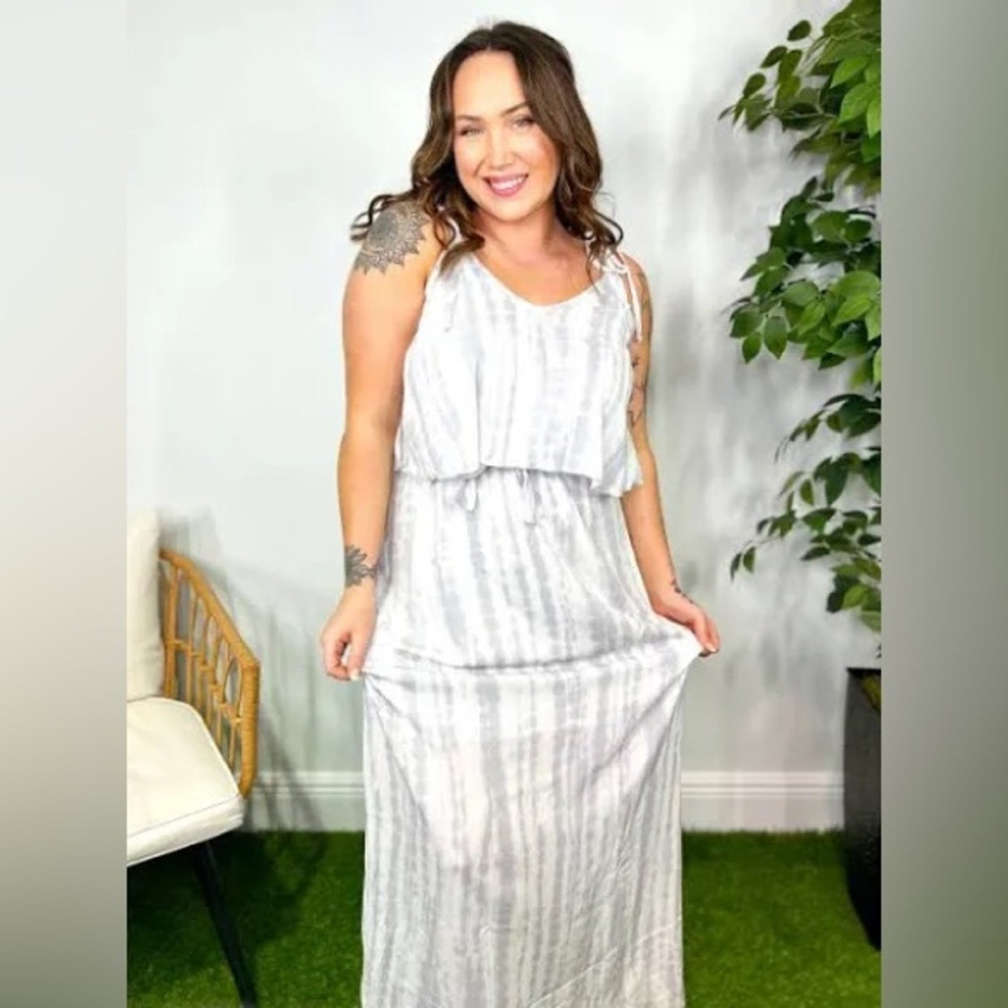 Lovely Melody gray tye dye maxi dress SZ XL