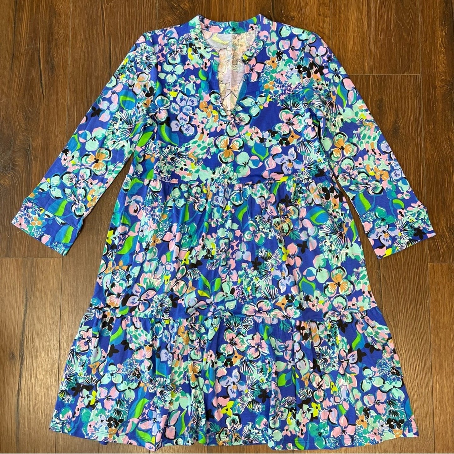 Lilly Pulitzer Alaina Dress Blue Grotto Twlight Tropics SZ SM