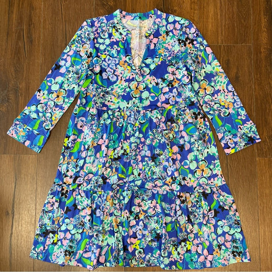 Lilly Pulitzer Alaina Dress Blue Grotto Twlight Tropics SZ SM